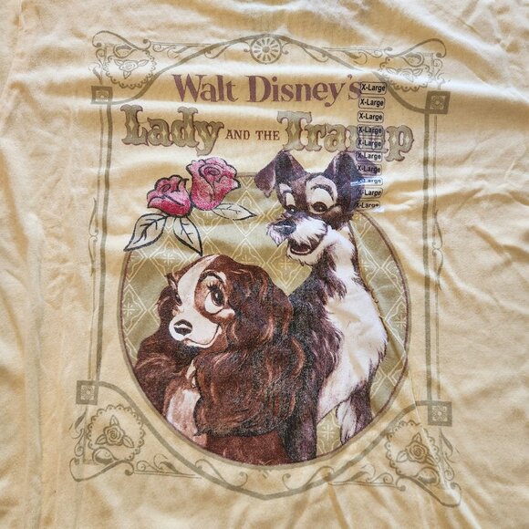 Disney Lady And The Tramp T-Shirt Yellow Graphic Print Unisex XL NEW NWT - Picture 3 of 10